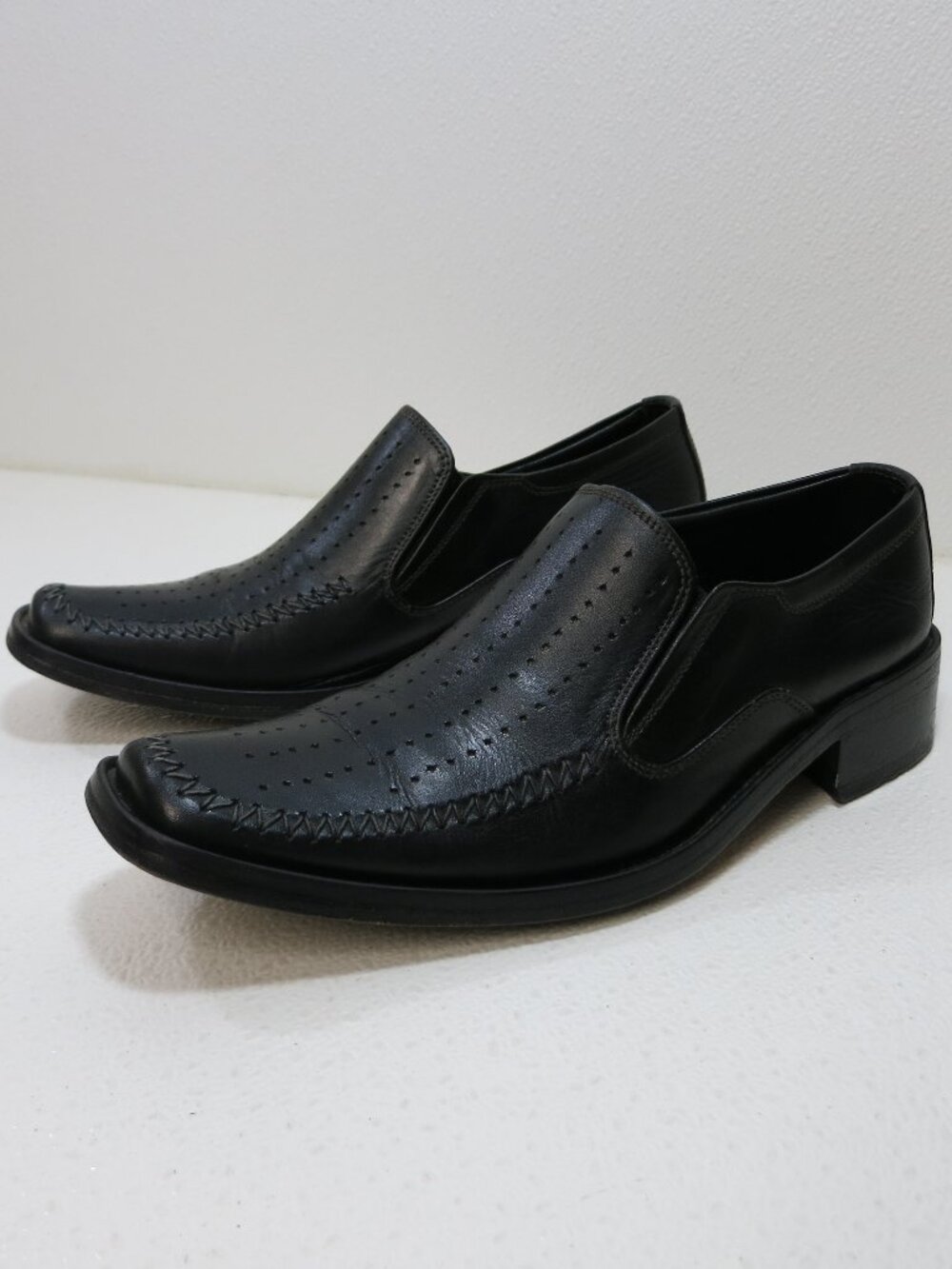 Foot Fellow Black Leather Comfort Dress Men's Footwear Loafers Shoes 7 M